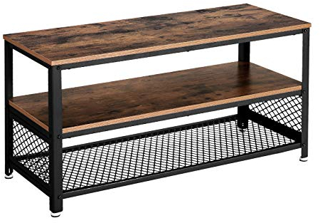 VASAGLE LTV40BX Gabinete Industrial para TV de hasta 43 Pulgadas, Soporte para TV, Consola, Mesa de Centro Pequeña con Marco de Metal, para Dormitorio de Sala, Color Negro, 100 cm