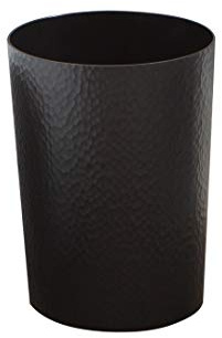 Bath Bliss Hammered Design Waste Bin | 1 Pack | Round Open Top | 10 Liter | Bathroom Trash Can | Kitchen | Office | Bedroom | Textured Plastic | Wastebasket | Black