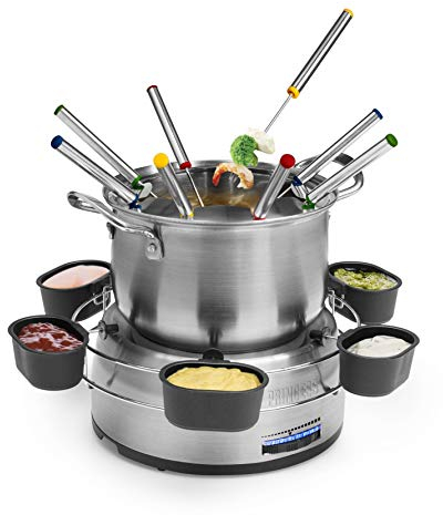 Princess 172680 Set Fondue familiar, Volumen 1.2 L, 800 W, Con cuencos para salsa, Acero Inoxidable
