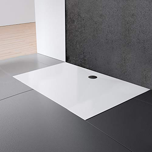Schulte EP214030 04 Duschwanne Schulte-plan Rechteck, 80 x 100 cm, Mineralguss, alpinweiß, inkl, Füße und Ablauf, für bodengleiche Montage