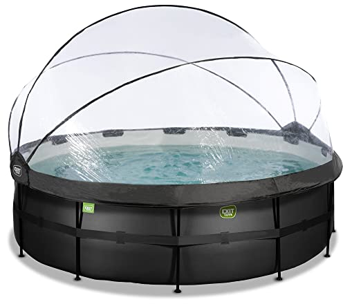 Piscine hors sol ronde grise 450x122 cm + dôme et pompe à chaleur EXIT