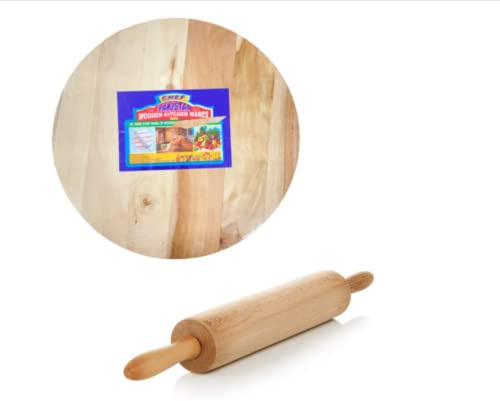 Wooden Belan Chakla Circular Board with Rolling pin Set Hand Made Wooden Polpat with Belan Wooden Chakla Belan Set Wooden Kitchen Utensils for Roti Making (from India)