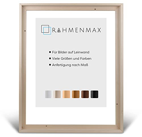 RahmenMax® Luzern Schattenfugenrahmen 60x90 cm aus lackiertem Massiv Holz/Rahmen für Leinwand/Bilderrahmen für Keilrahmen/Leinwandrahmen in Natur unbehandelt - Maßanfertigung möglich