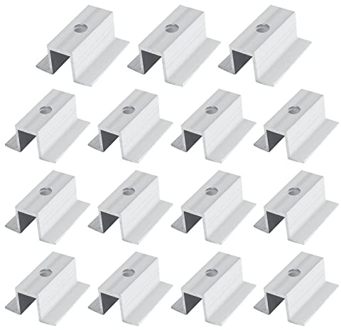 15 abrazaderas centrales de aluminio PV paneles solares, accesorios para riel de montaje fotovoltaico para altura del módulo 30-50 mm, abrazadera para el montaje de perfiles de aluminio de 20 mm