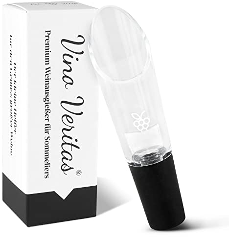 VINO VERITAS® Weinausgießer mit Belüfter und Dekanter, Flaschenausgießer und Weindekanter für tropffreies Einschenken von Rotwein und Weißwein inkl. Sommelier eBook