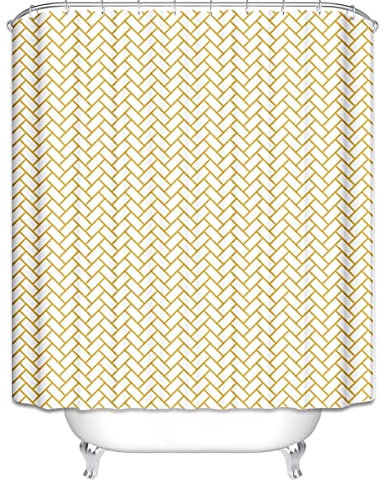 EHOMERY Duschvorhangng Vorhang Für Badewanne Gitter Duschvorhangkurz Duschrollo Nach Maß Polyester Beige Rostfreie Ösen Und 12 Hakenringe, 90X180Cm