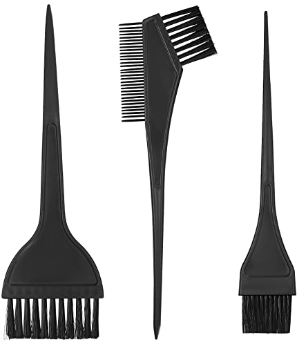 VARHHUXHA Hair Coloring Brushes, 3 Pcs Hair Dye Brushes Tool Set, Double-Sided Hair Dying Combs Brushes Set for DIY Hair Coloring Dyeing Salon Brushes Kit - Black