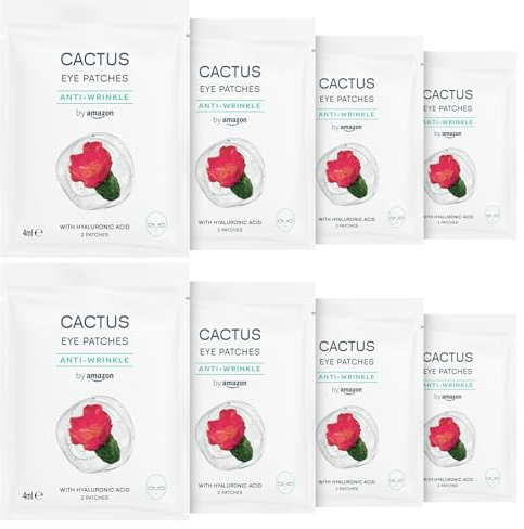 by Amazon Maschera antirughe per gli occhi in tessuto con cactus, 4 ml, 8 pezzi