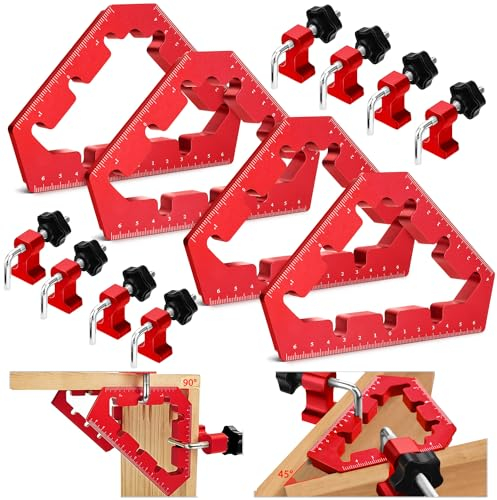 45/90 Grad Positionierwinkel Lottsall Rechtwinklige Klemme, Winkelspanner aus Aluminiumlegierung, Zimmermannswinkel für Holzbearbeitung, Heimwerken, Handwerk, 4 Stück