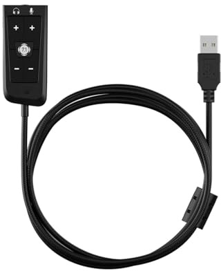 Diyeeni Adaptador de Audio USB a Jack de 3,5 Mm, Cable USB a Jack Hembra de 3,5 Mm para Cloud II, Tarjeta de Sonido Estéreo Externa con Control de Volumen para Auriculares para