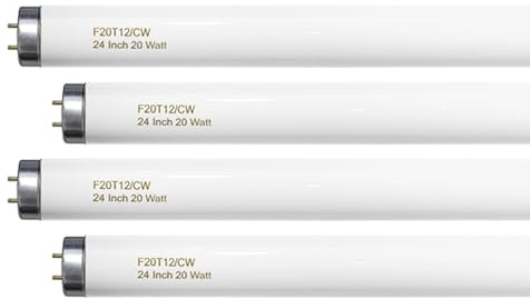 Konideke 24 Inch T12 Fluorescent Tube Light Bulb 20 Watt Cool White, F20T12/CW 4100K Replacement for F20T12/CW/ALTO, F20T12/CW/ECO, F20T12/SP41/ECO G13 Base 1200 Lumens 4 Counts