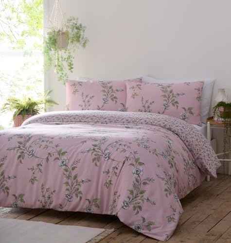 Portfolio Home Yasmina Floral Pink Double Reversible Soft Easy Care Bed Linen Bedding Duvet Cover Quilt Set With Pillow Cases
