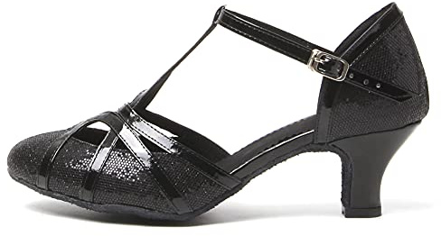 HROYL Women's Ballroom Dance Shoes Latin Salsa Closed Toe Low Heel Tango Cha-cha Wedding Evening Dancing Shoes,511-512
