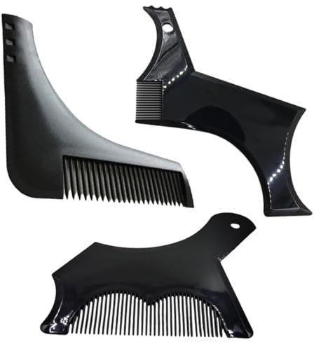 CPJJ 3Pcs Pettine Stencil Barba, Signori pizzetto Collo Sagome,per Taglio Perfetto e Rifinitura della Barba, Leggero e Portatile