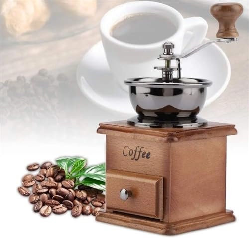 Klassische Retro-Kaffeebohnenmühle, Holz, Handkurbel, Kaffeemaschine, professionelle Barista, Zuhause, Kaffee-Zubehör (hell)