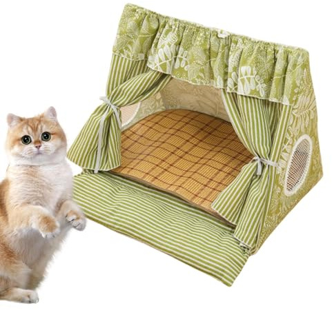 Katzenzelt | Tragbares Haustier-Tipi | Indoor Outdoor Katzengehege | Reise Camping Hinterhof Verwendung | Faltbares leichtes Design | Atmungsaktive Netzseiten | Einfache Einrichtung | Inklusive