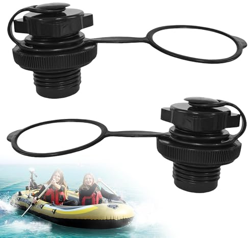 Minfuerang 2 Piezas Válvulas Espirales,Boat Spiral Air Plugs Aplicable a Botes Inflables 22mm,Canoas,Barcos de Pesca,Balsas Inflables y Botes para Piscinas (Negro)