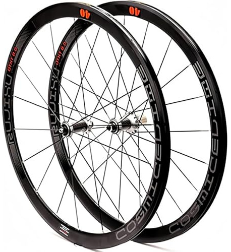 NBTRXWAFR 700C Fahrrad Vorder- und Hinterrad Carbon Rennrad Laufradsatz mit 40 mm tiefer Abdeckung V/C Bremsfelge abgedichtetes Lager,Silber
