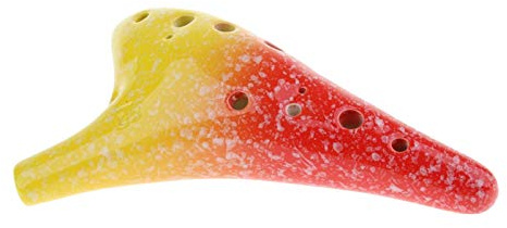 Ocarina Instrument ， 1 Piece Ceramic Glaze 12 Holes AC Alto C Ocarina Vessel Xun Flute Multicolor(C)