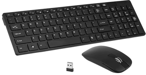 Tastiera e Mouse Wireless Ergonomici 2.4GHz con Ricevitore USB – Silenziosi, Layout Italiano QWERTY, per PC, Laptop, Windows, Mac – Kit Senza Fili a Bassa Rumorosità