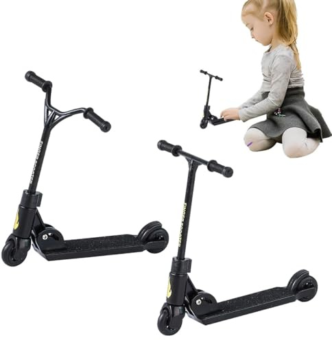WUYJI 2 Stück Schwarze Fingerscooter, Fingerscooter, Fingerscooter-Set, Roller-Finger-Set, Finger-Skateboard, Lernfahrrad, Mini-Stunt-Scooter, Finger-Skateboard, Trainingsrequisiten