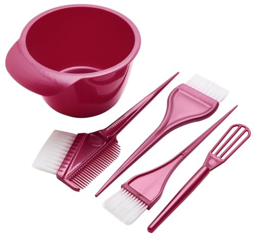 UKCOCO Kit de Herramientas para Teñir Cabello Tazón para Mezclar Crema y Peine de Nylon para Aplicar Color Rojo, Adecuado para Profesionales y Principiantes en Coloración