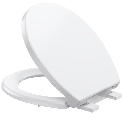 Garvee Toilet Seat Round – PP Full Flat Lid, Quick Release Hinges for Easy Removal & Cleaning, Standard Fit, White