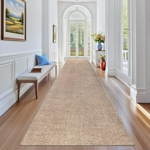 Stqyeiw Teppich Läufer Flur Teppichläufer Küchenläufer Küche Teppiche rutschfest Waschbar Bettvorleger für Flur Waschküche 50 x 160 cm Braun