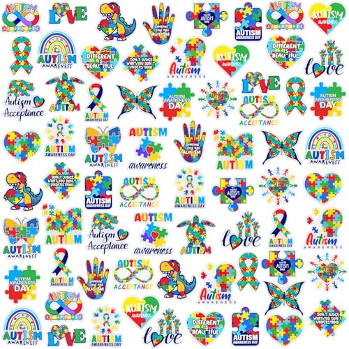 Cunno 100 Pcs Autism Awareness Pins Bulk 1.18-1.57 Inch Colorful Lapel Pin Inspirational Puzzle Brooch Badge for Autism Awareness Support Events Clothing Bag Hat Accessories, 25 Styles