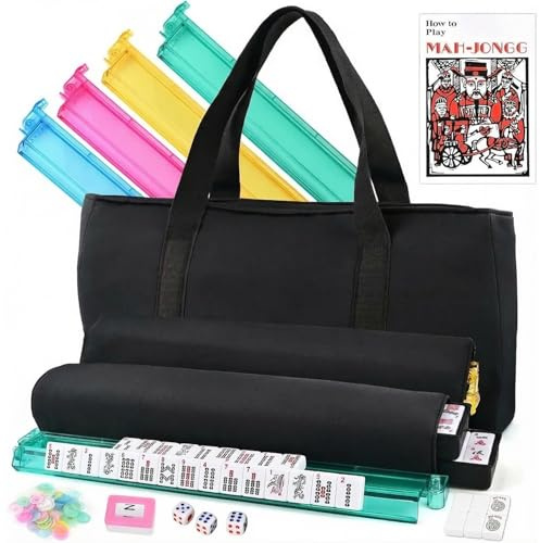 HoldOneLight American Mahjong Set, White Tiles, Complete 166-Piece Set | With Official Standard Artwork & Carrying Bag, for Adults, Durable Supplies for Game Room and Family Entertainment