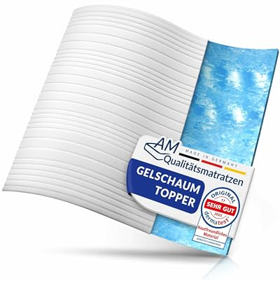 AM Qualitätsmatratzen - Surmatelas 140 x 220 en Mousse Gel - Surmatelas Souple et Adaptable - Housse Amovible et Lavable - sur Matelas memoire de Forme 140x220 6 cm - Haute qualité