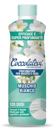 COCCOLATEVI Profumatore Bucato XXL, 750 ml, Essenza Bucato da Utilizzare come Profumatore Bucato Lavatrice e Asciugatrice, Profumatore Casa o Detergente Pavimento (Muschio Bianco)