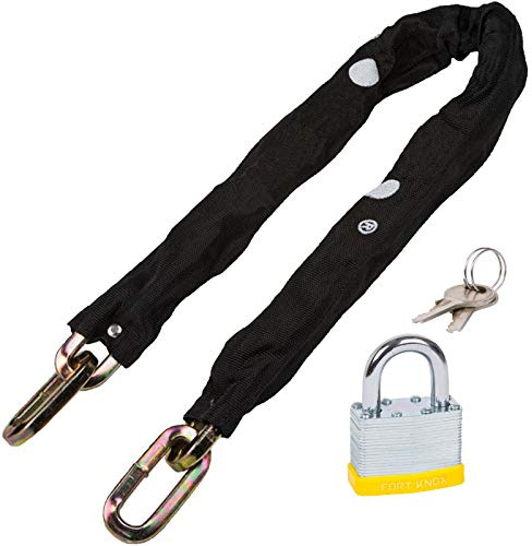SPARES2GO 8mm 3ft Heavy Duty Hardened Steel Chain with Nylon Cover & Padlock