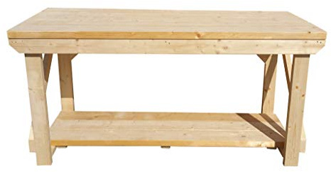 Arbor Garden Solutions Wooden Workbench Made From Construction Grade C24 2x6 Timber - Super Heavy Duty Construction Grade Workbench - Work Table, Garage Table (6ft)