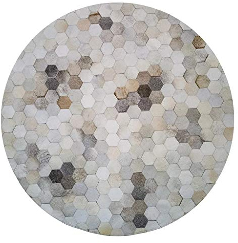 Große Runde Kuhfell Teppiche Patchwork Grau und weiß kuhfell Decke Deko Kuhhaut Teppiche for Wohnzimmer Schlafzimmer Kinder-Zimmer Modern Design Home Decor
