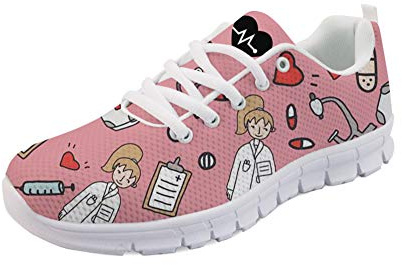 POLERO Zapatillas de Deporte para Mujer, Zapatos Deportivos Con Cordones, Livianos para Caminar, Tenis y Correr de Malla, Rosa, 39 EU