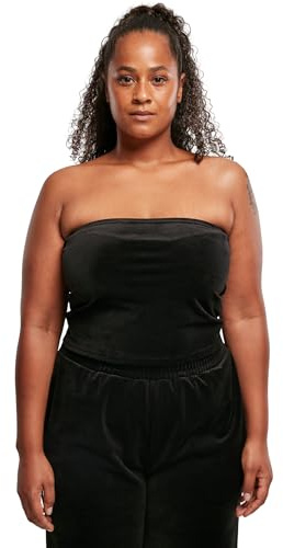 Urban Classics Tb4522-ladies Short Velvet Tube Top T-Shirt, Nero, S Donna