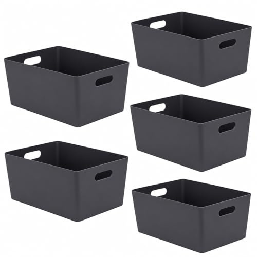 Niftii 5-Pack Plastic Storage Baskets with Sturdy Handles, Lightweight & Durable Design, Ideal for Kitchen, Bathroom, and Cleaning Organisation, 3.9L Capacity, 17 x 25 x 11cm