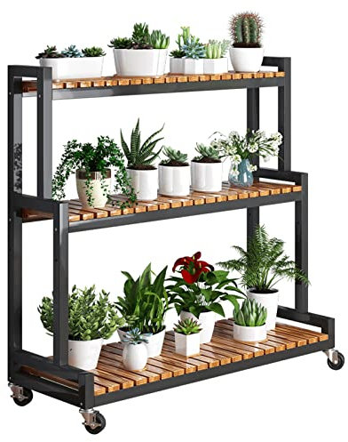 XHG 2/3-Ebenen Pflanzenleiter, Blumenständer aus Holz, Pflanzenregal mit höhenverstellbarer Outdoor Pflanzenständer Dekoratives Blumentreppe Regal für Töpfe Pflanzen für den Innen- und Außenbereich