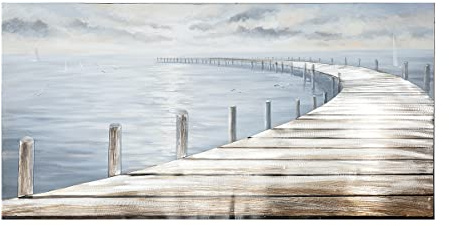 GILDE 3D Bild See - Meer mit Steg blau 150 x 75 cm