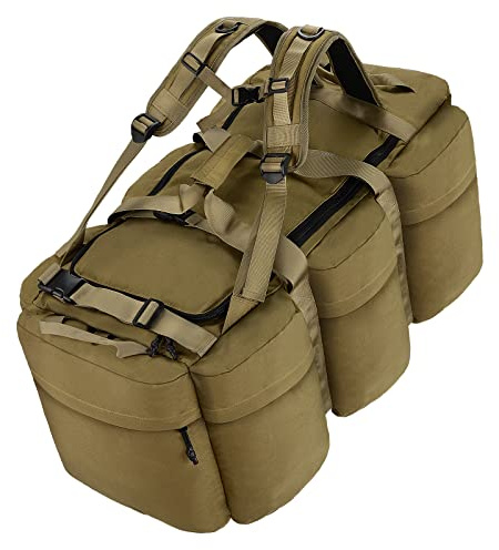 CECKQUE Militärische taktische Reisetasche für Herren, 105 l, extra groß, Armee-Duffle-Tasche, robuste Einsatztasche, Militär-Reisetasche, Rucksack, Outdoor-Ausrüstung, Hellbraun, X-Large,