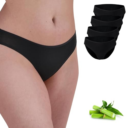 Basic Treasure 4-pack bambu tai-trosor dam svart L, mjuk bambu och stretch