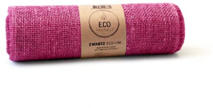 Ruban de jute - Chemin de table - En jute doux - Naturel/coloré - Largeur : 30 cm - Rouleau de 5 m - Chemin de table - Décoration de mariage rustique - Naturel/coloré (fuchsia)