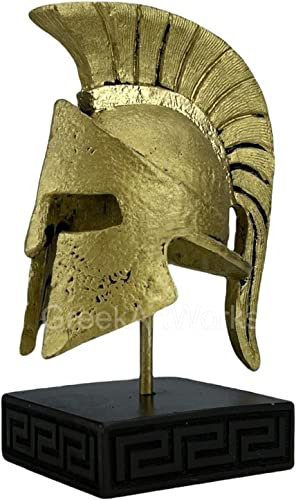 Leonidas Helm King Spartan Hero Alabaster Skulptur mit Bronzeeffekt klein