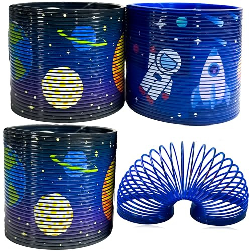 HOVUK Lot de 3 ressorts magiques Mission spatiale aléatoire de 7 cm – Jouet rebondissant pour enfants, cadeaux de Noël, Pâques et d'anniversaire