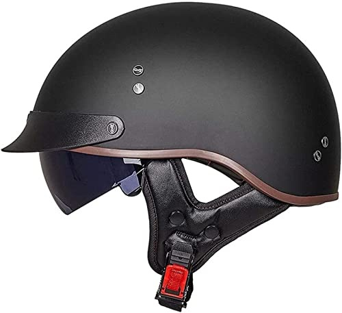 Motorrad Halbhelme Brain-Cap mit ECE Genehmigt mit Visier Brain-Cap Halbschale Roller-Helm Scooter-Helm Motorradhelm Jet-Helm Retro Für Erwachsene Herren Damen