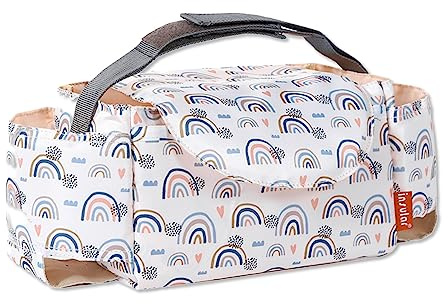 SONARIN Tragbare Kinderwagentasche Organizer,Multifunktional Wasserdicht Buggy Organizer Tasche Universal Kinderwagen Organizer Buggy Aufbewahrungstasche mit Getränkehalter(Regenbogen)