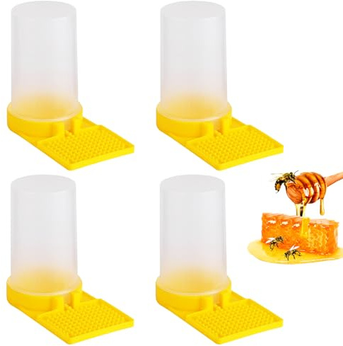 Boutihao 4 Pcs Bee Watering Station, Bee Feeder Water Dispenser, Water Cups For Bees, Bee Feeding Entrance Drinking Bowl Reusable for Beekeeping and Agricultural Businesses