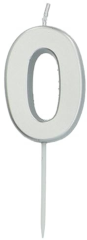Folat 24130 Numéro Chiffre 0 Argenté-5 cm-Bougies décoration de D'anniversaire, Happy Birthday, Anniversaires, Gâteau de Mariage