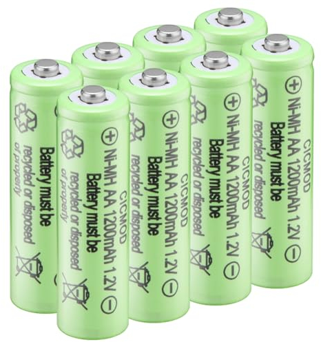 CICMOD - Batterie AA NiMH Ricaricabili, 1,2V 1200 mAh Pile ricaricabili, per Domestiche luci solari da Giardino all'aperto, Confezione da 8